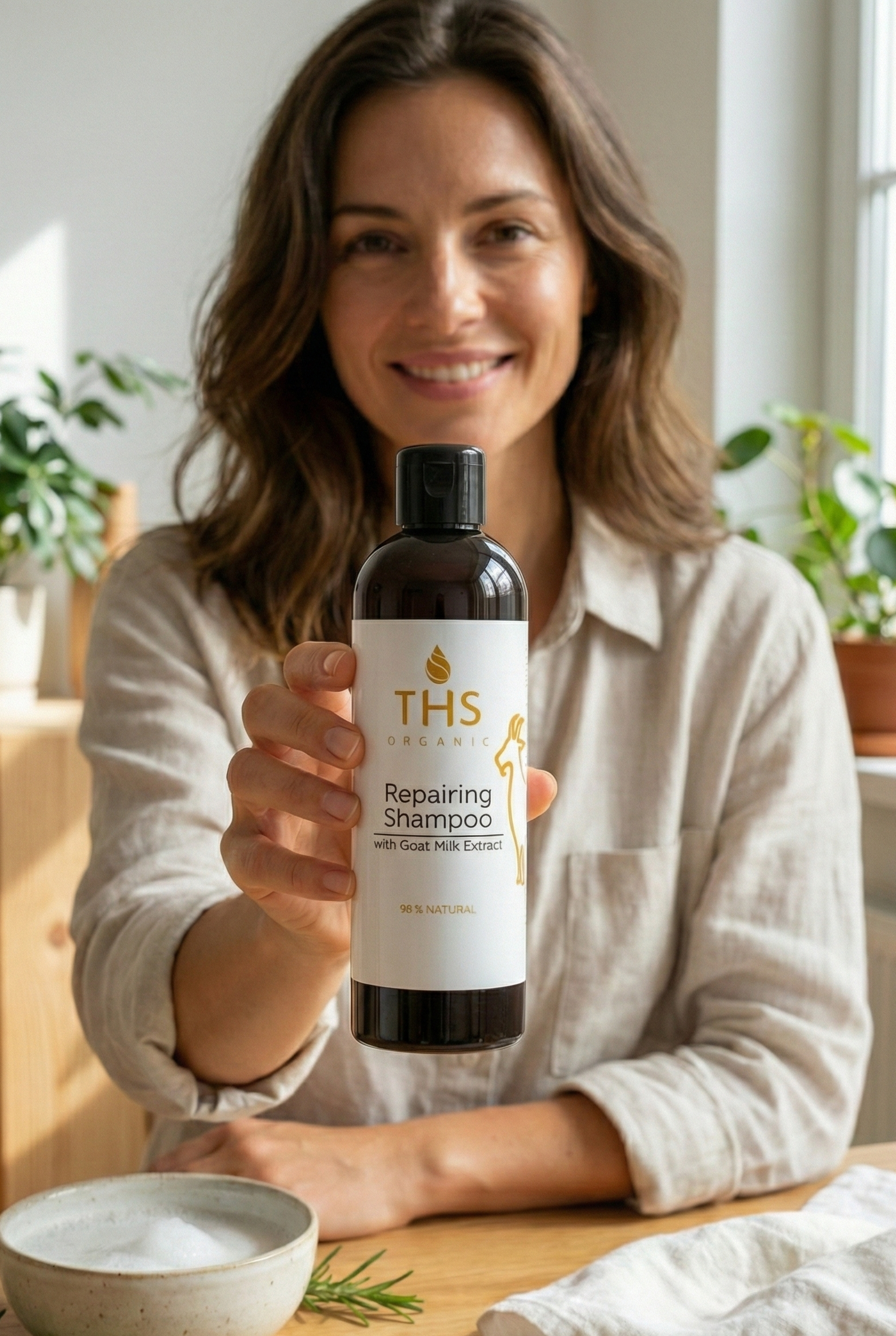 THS Organic -Șampon Reparator 98% natrual (cu extract din Lapte de Capră)