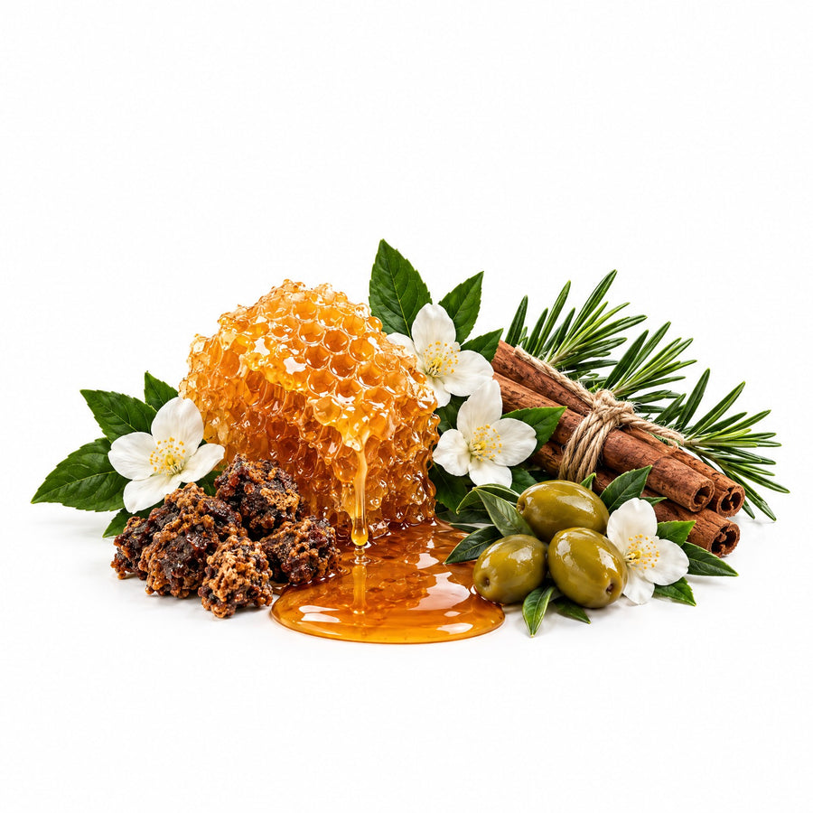 Fagure cu miere, propolis, scorțișoară, rozmarin, iasomie și măsline